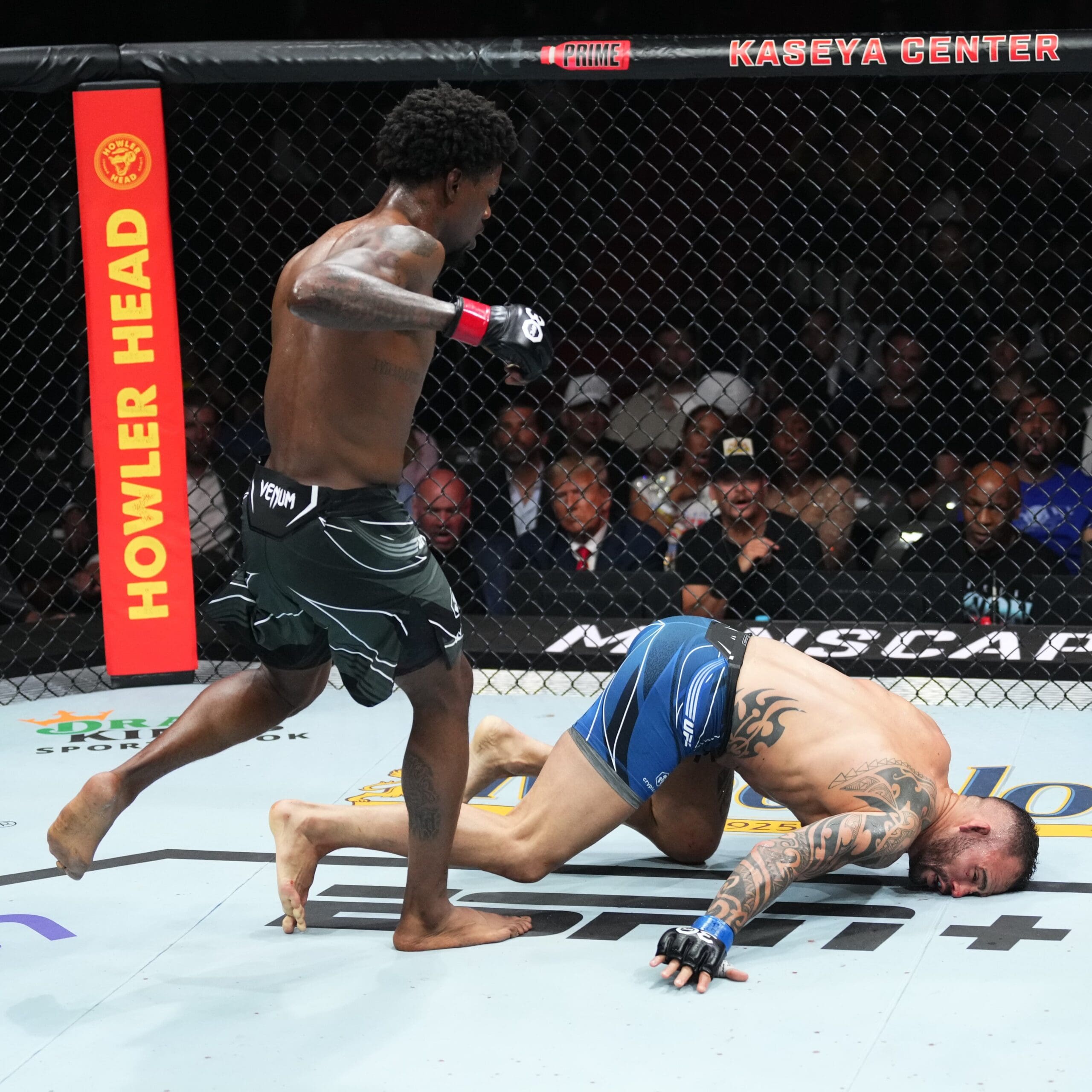 Kevin Holland winning by knockout at UFC 287.