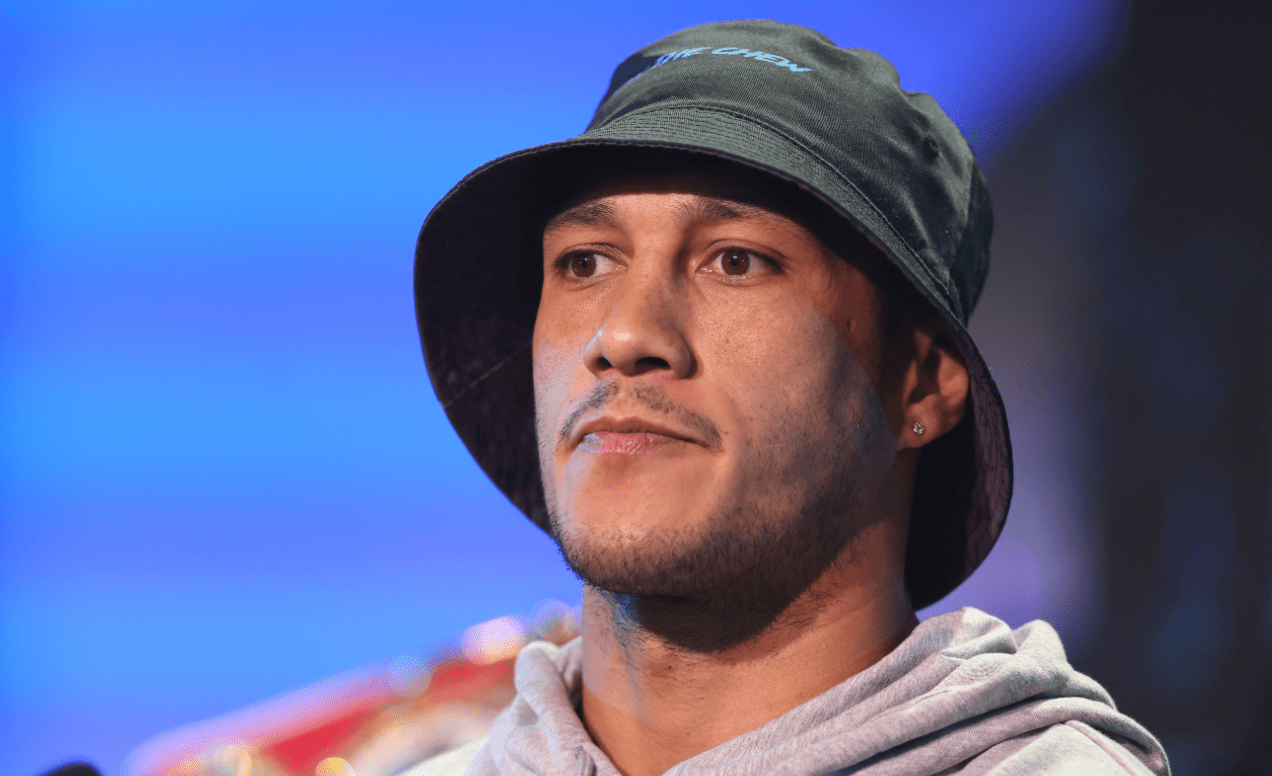 Jai Opetaia during the press conference for his bout with Jack Massey